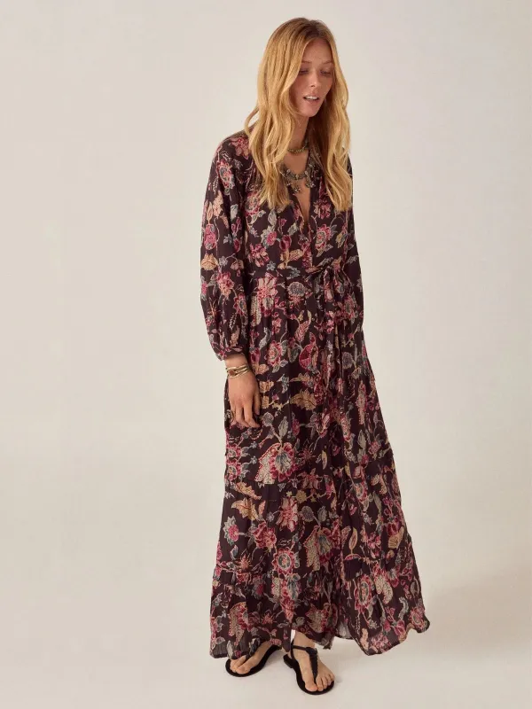 Louise Floral Print Dress - Black made by Maison Hotel