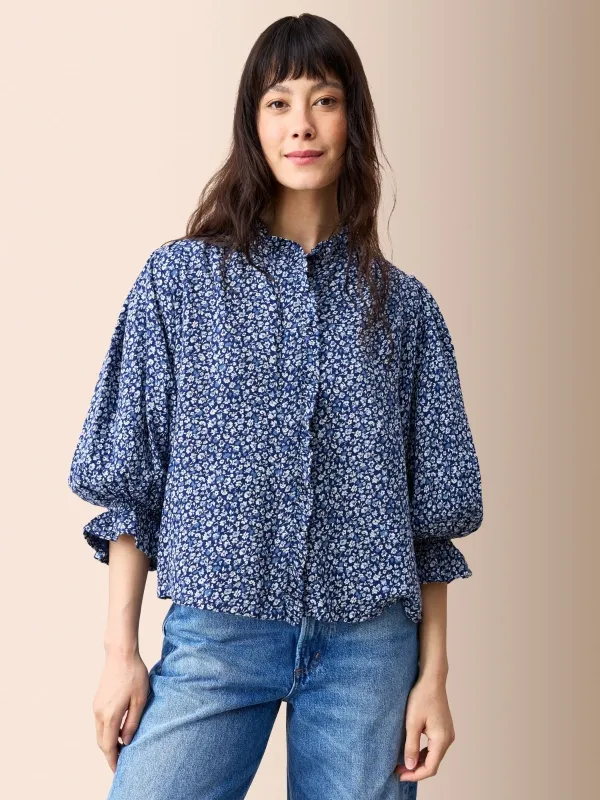 Frankie Ruffle Blouse - Ditsy Print made by iris