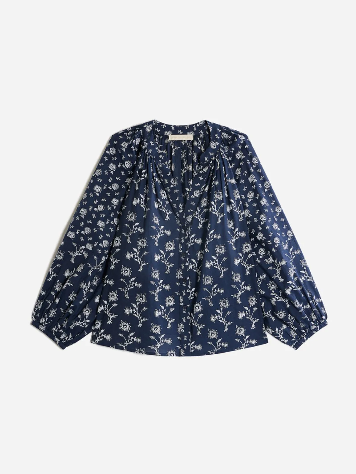 Gedeon Print Blouse - Navy & White sold by iris product image thumbnail 4