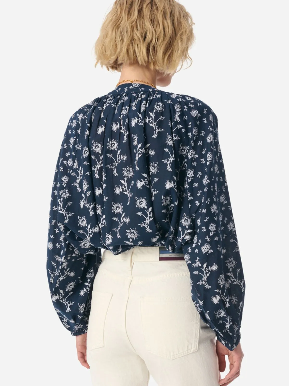 Gedeon Print Blouse - Navy & White sold by iris product image thumbnail 3