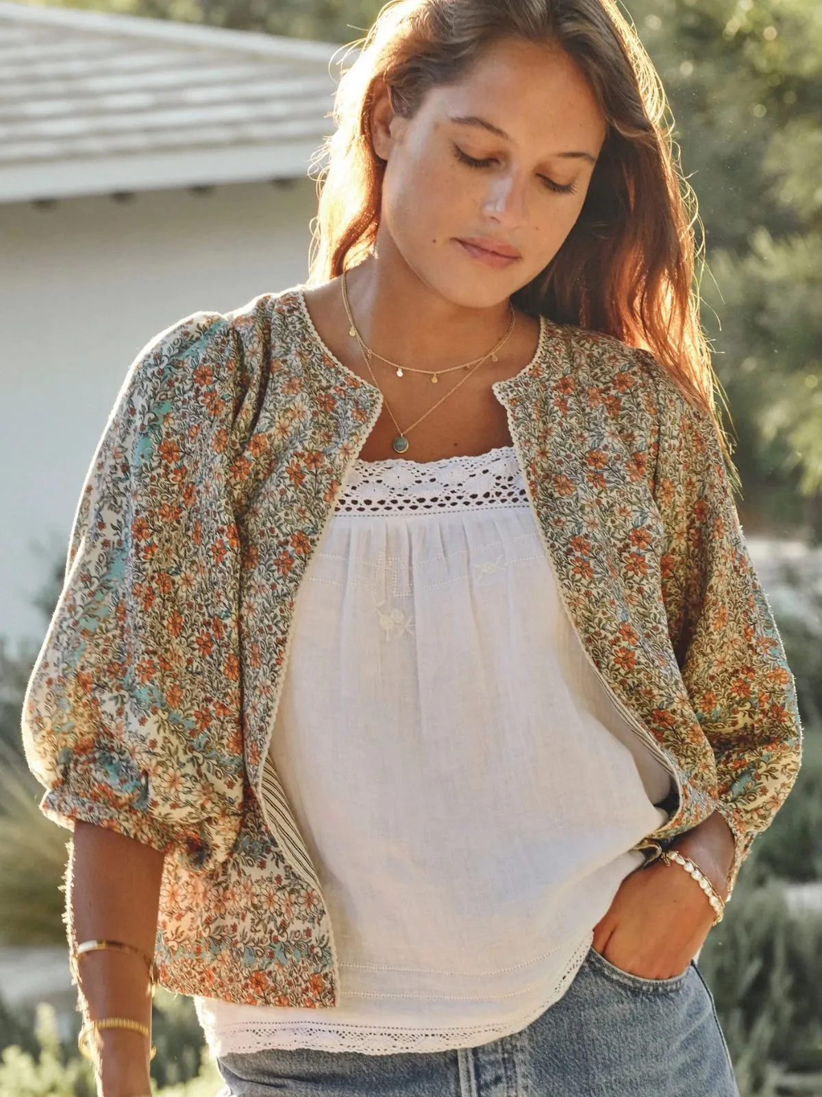 Jaci Print Jacket - Green sold by iris