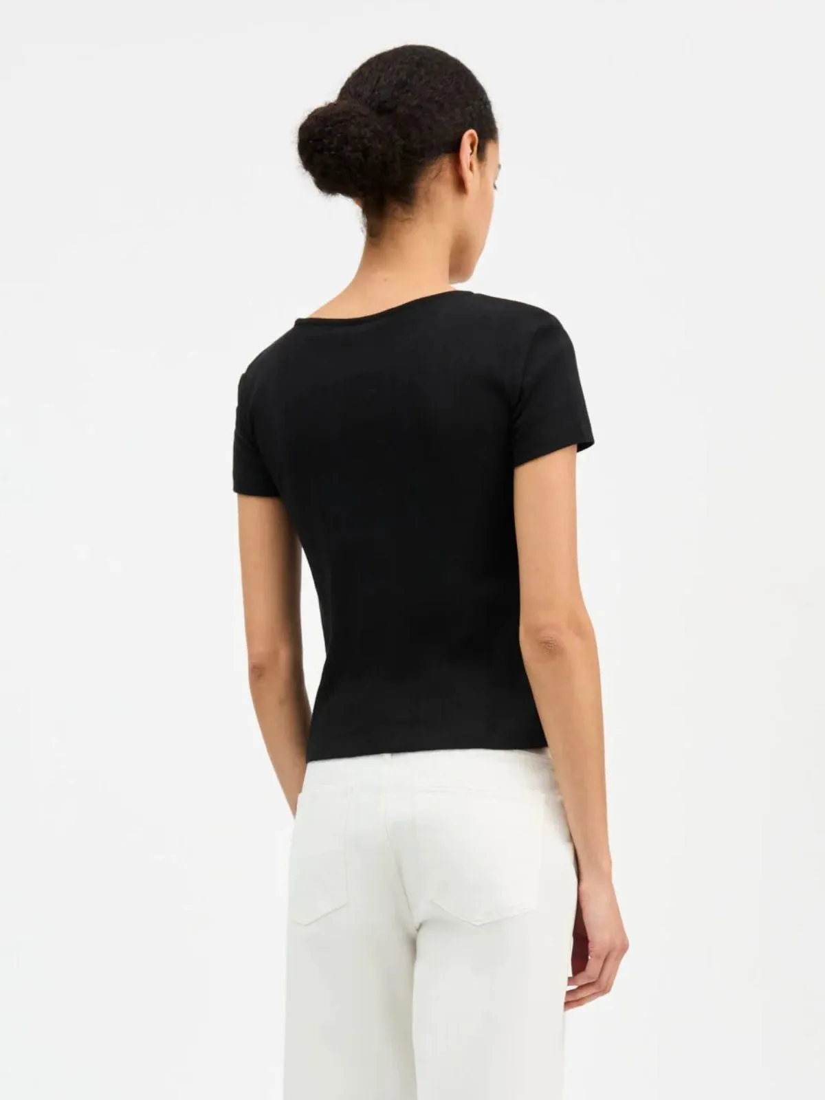 Anna Pointelle T- Shirt - Black sold by iris product image thumbnail 3