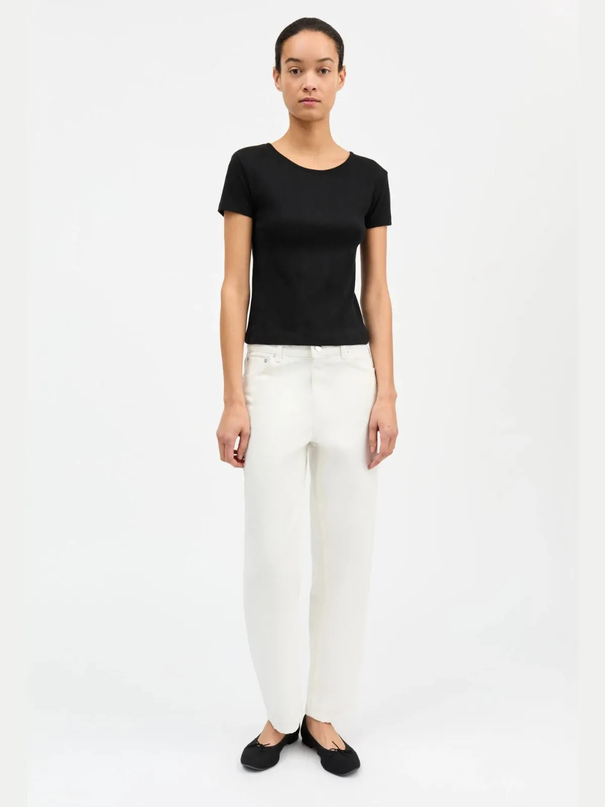 Anna Pointelle T- Shirt - Black sold by iris product image thumbnail 4