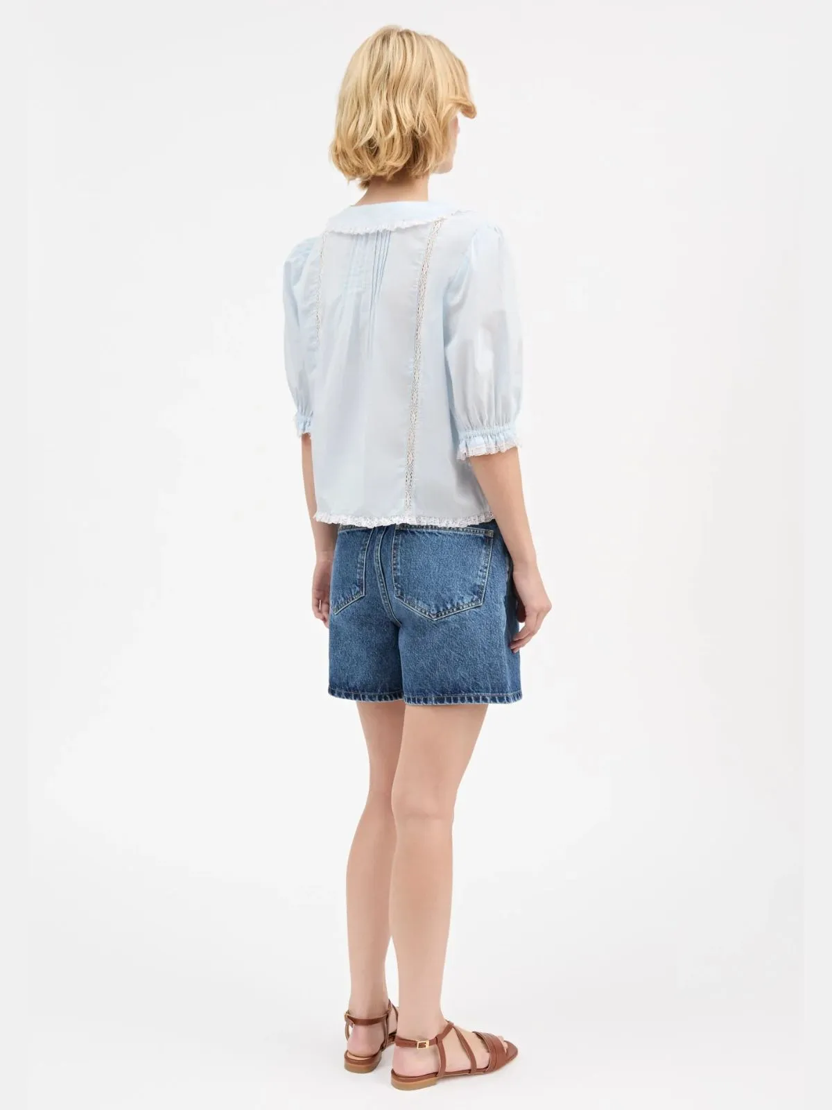 Magnolia Lace Insert Blouse - Light Blue sold by iris product image thumbnail 5
