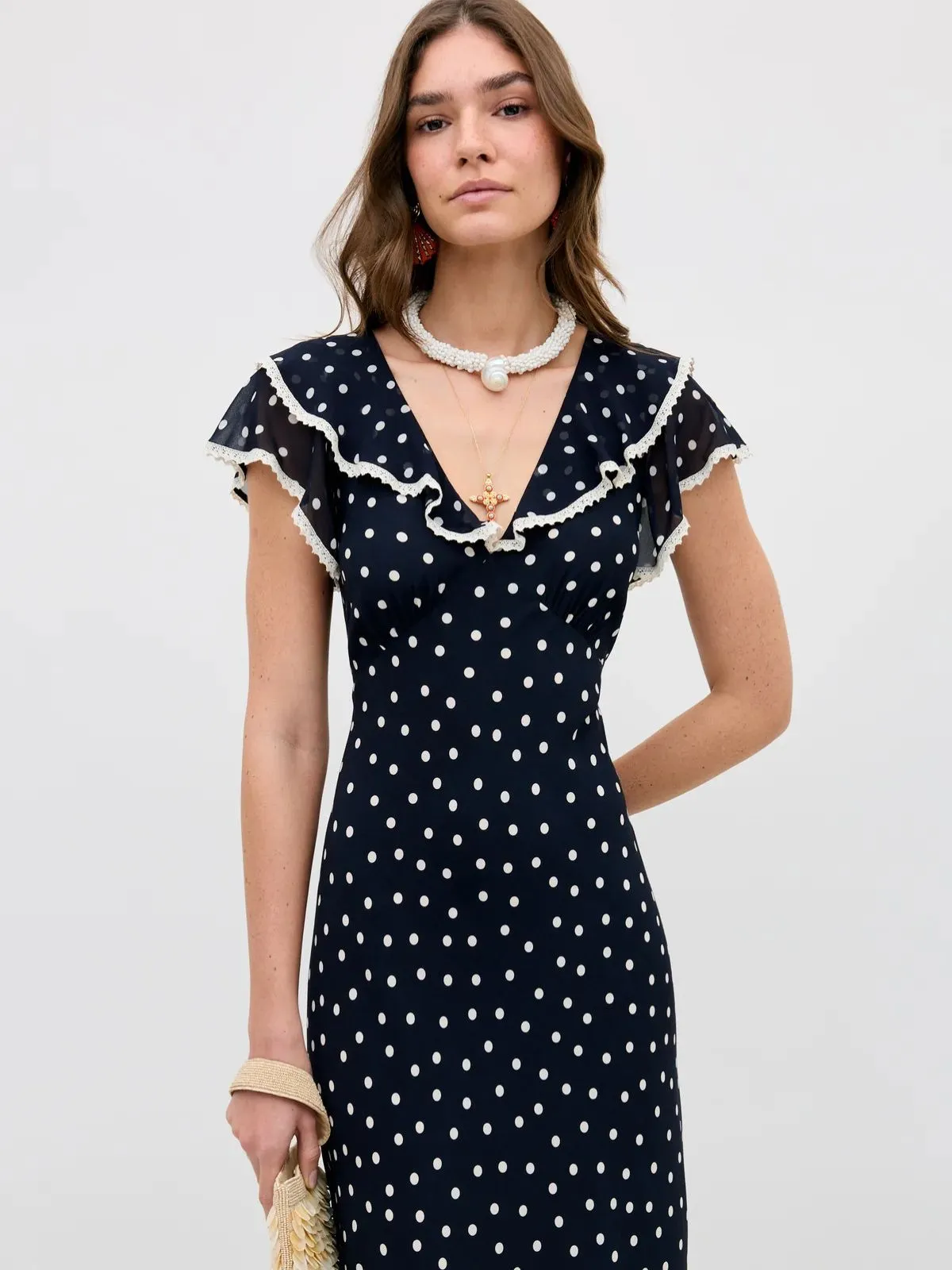 Bethea Layla Dot Midi Dress- Navy sold by iris product image thumbnail 4