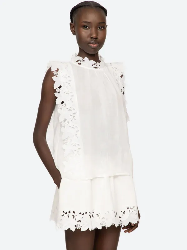 Eleannora Embroidered Top - White made by Sea New York