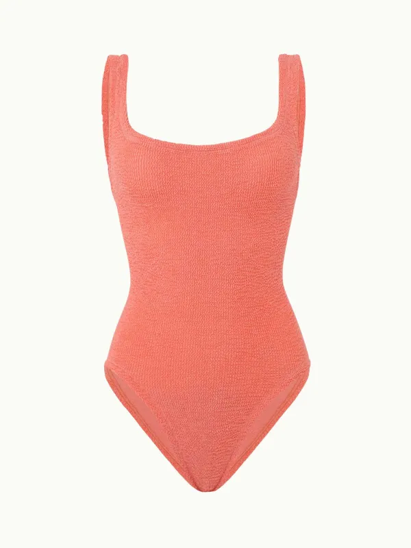 Square neck Swimsuit - Coral made by Hunza G