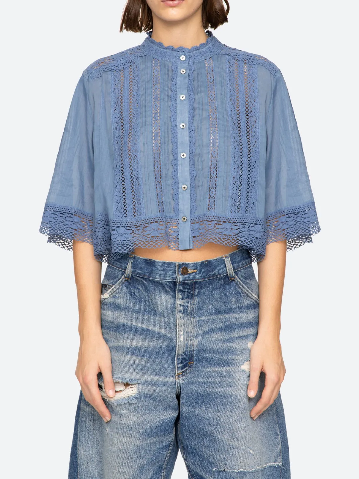 Pippa Embroidered Top - Blue sold by iris product image thumbnail 3
