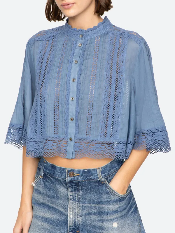 Pippa Embroidered Top - Blue made by Sea New York