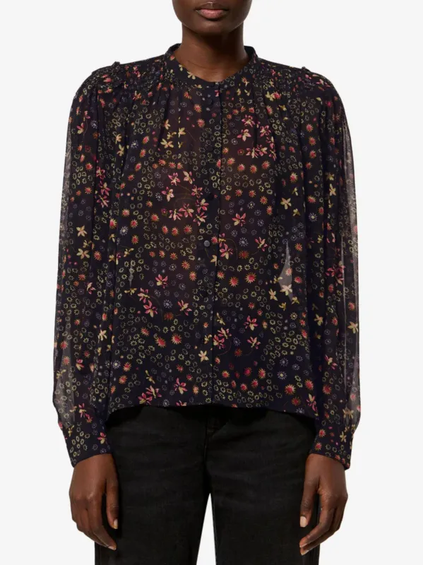 Florine Print Blouse - Black & Ecru made by Isabel Marant