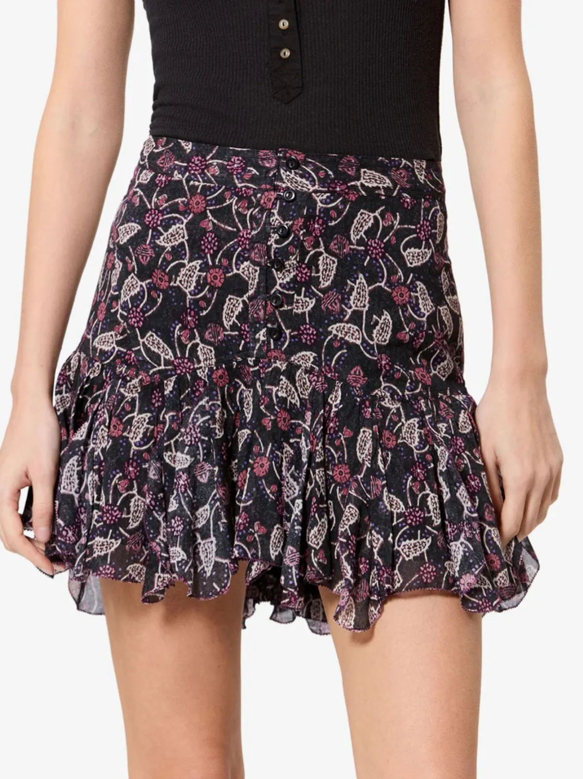 Daneen Print Mini Skirt - Black sold by iris product image thumbnail 2