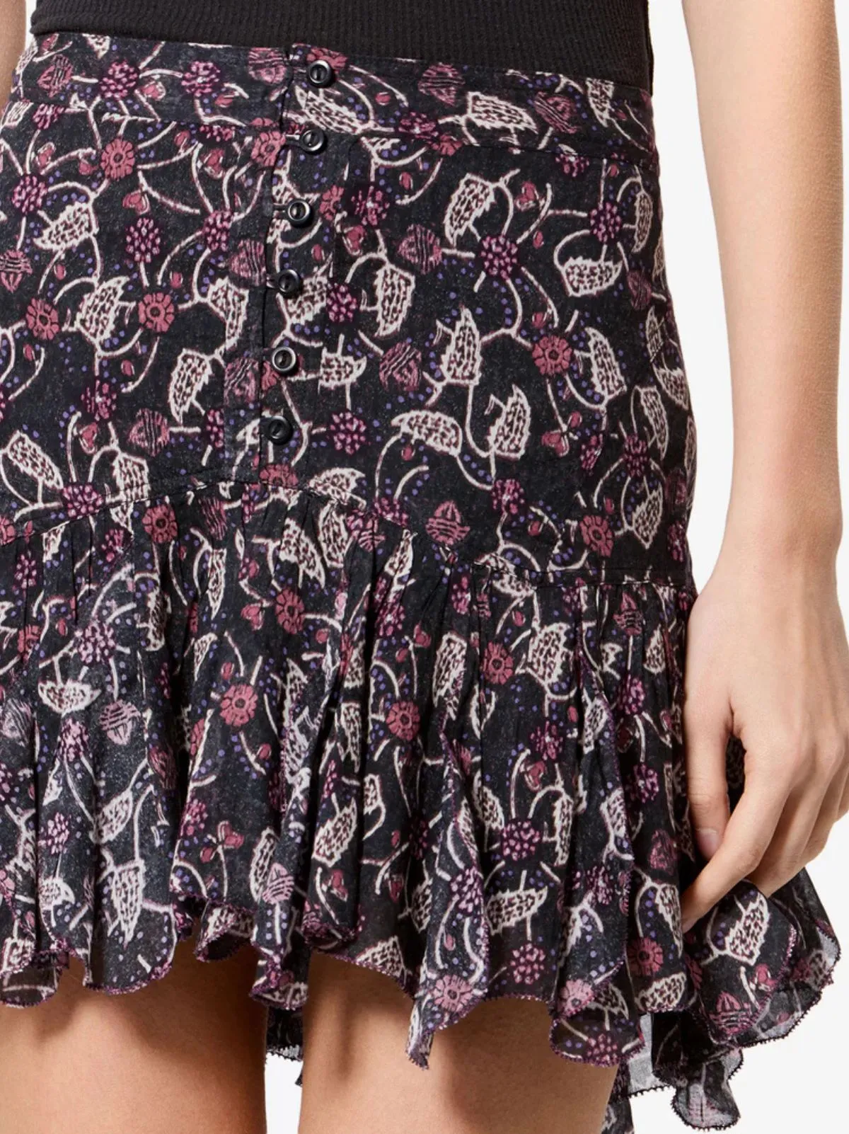 Daneen Print Mini Skirt - Black sold by iris product image thumbnail 4
