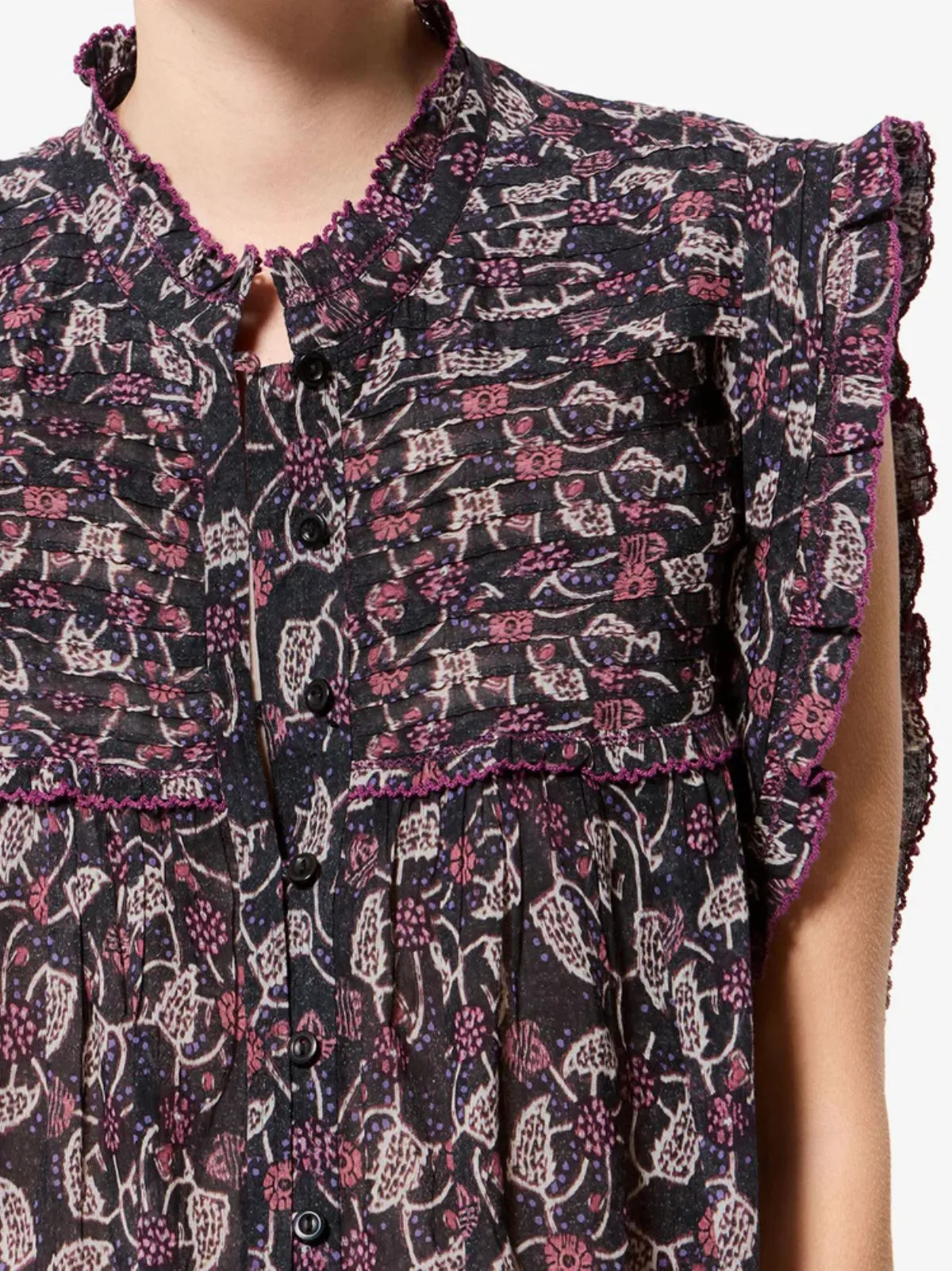 Dersia Print Frill Blouse - Black sold by iris product image thumbnail 3