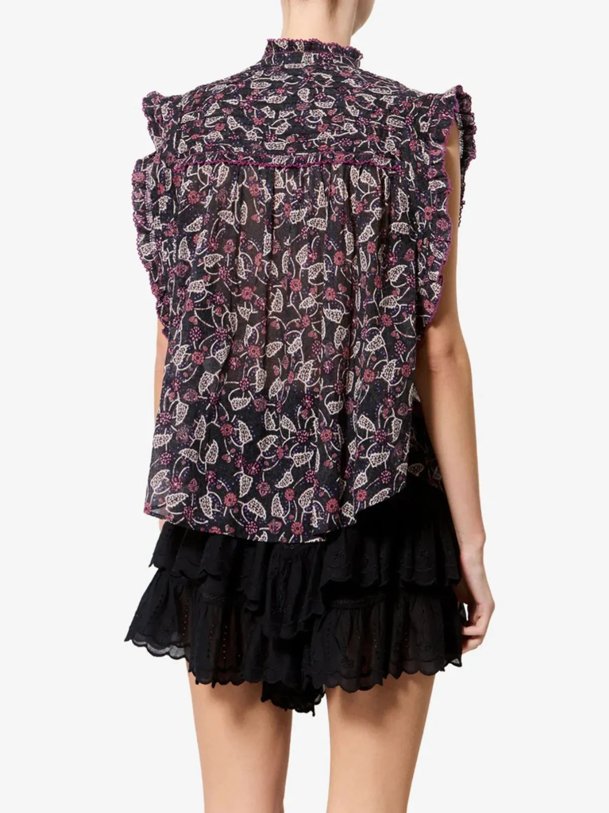 Dersia Print Frill Blouse - Black sold by iris product image thumbnail 4
