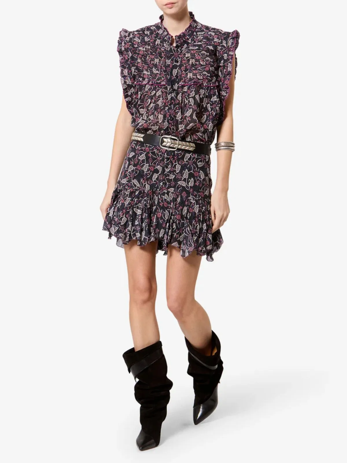 Dersia Print Frill Blouse - Black sold by iris product image thumbnail 5