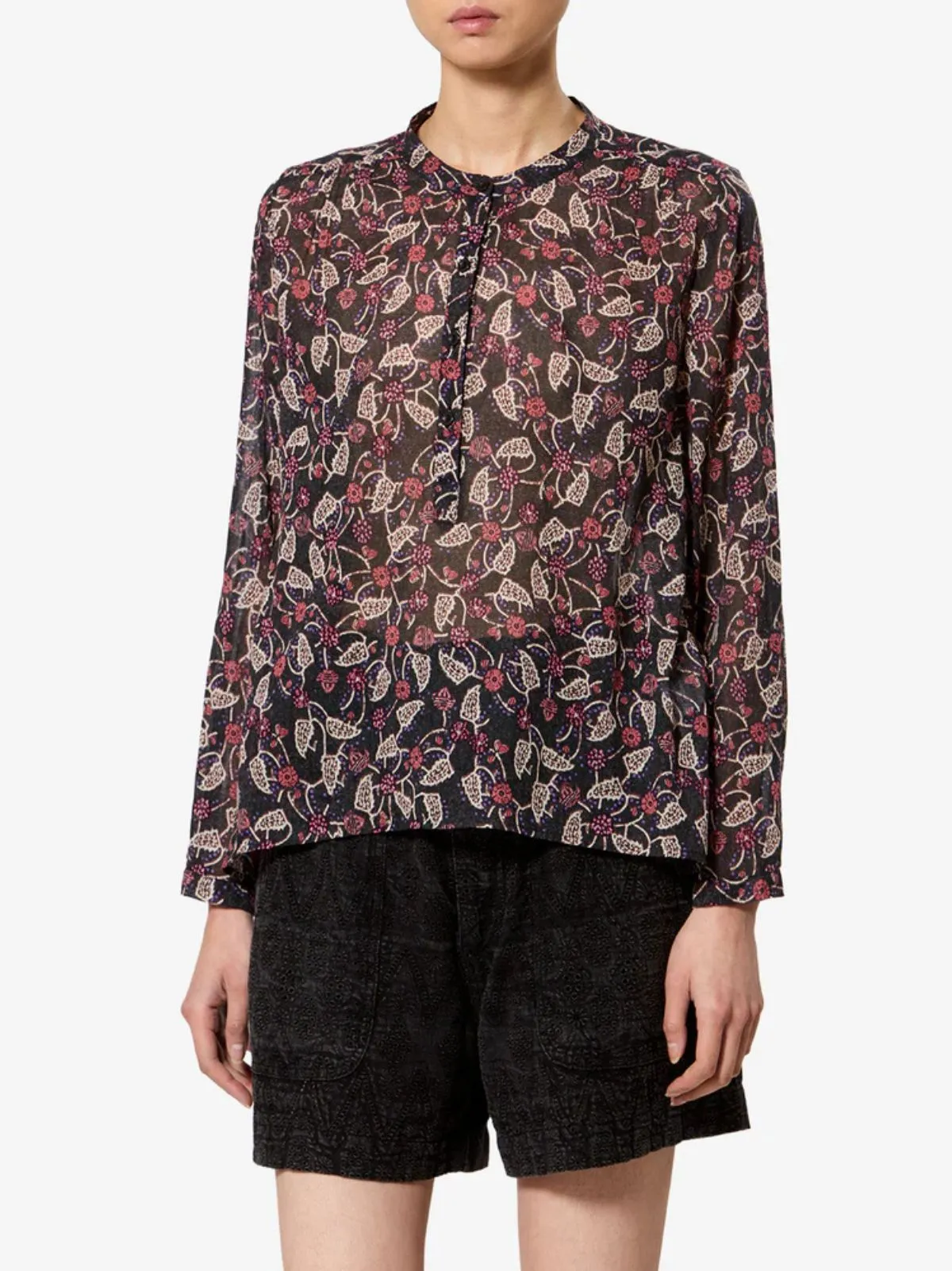 Maria Print Voile Blouse - Black sold by iris product image thumbnail 2
