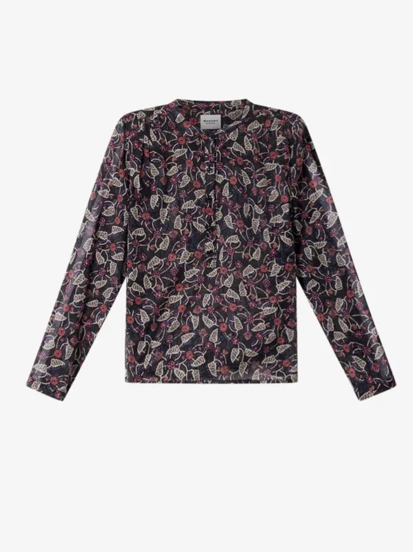 Maria Print Voile Blouse - Black made by iris