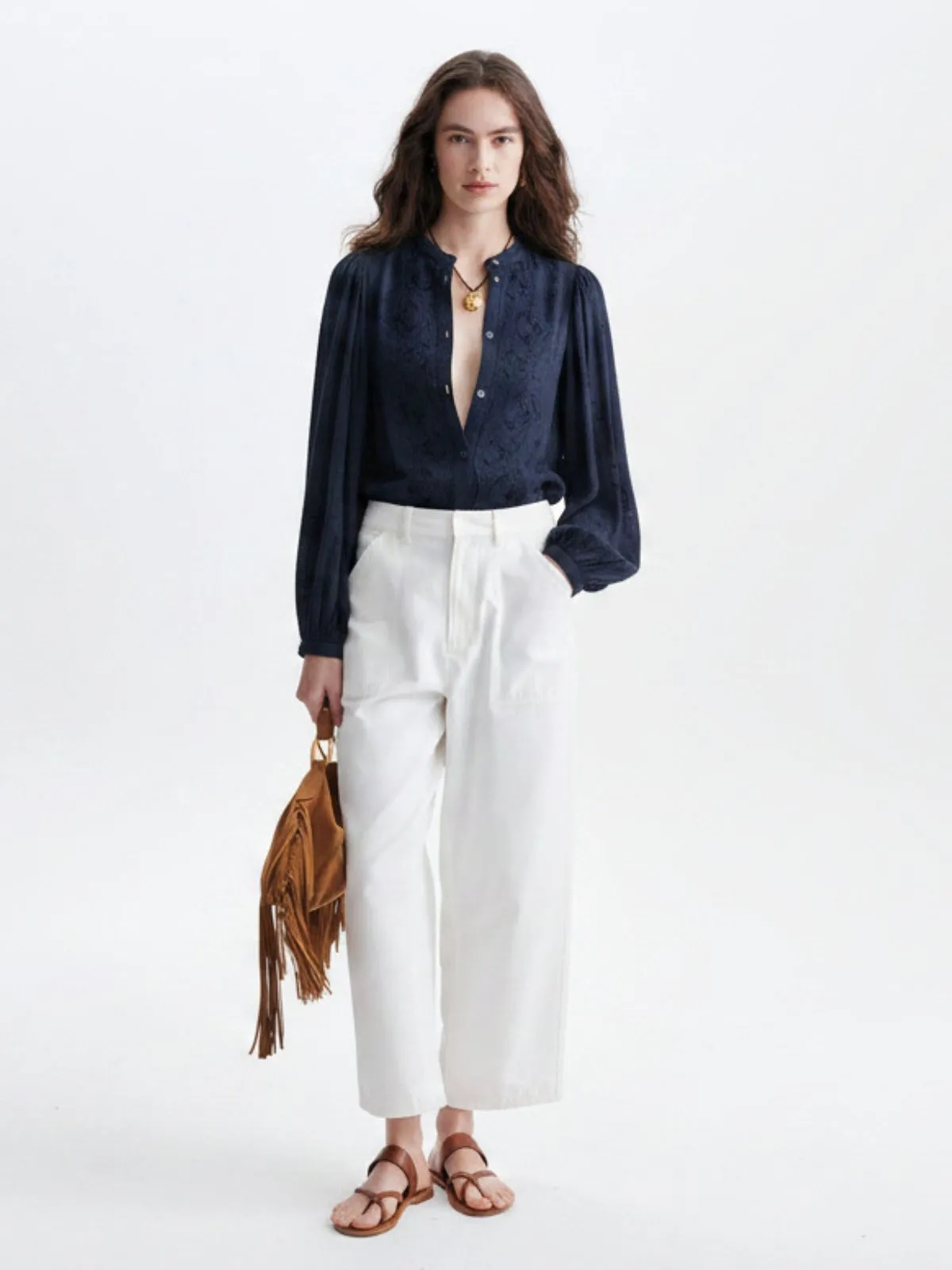 Haldo Embroidered Blouse - Navy sold by iris product image thumbnail 4