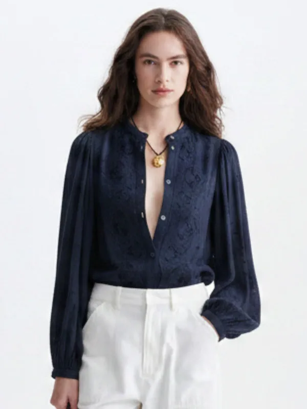 Haldo Embroidered Blouse - Navy made by Vanessa Bruno