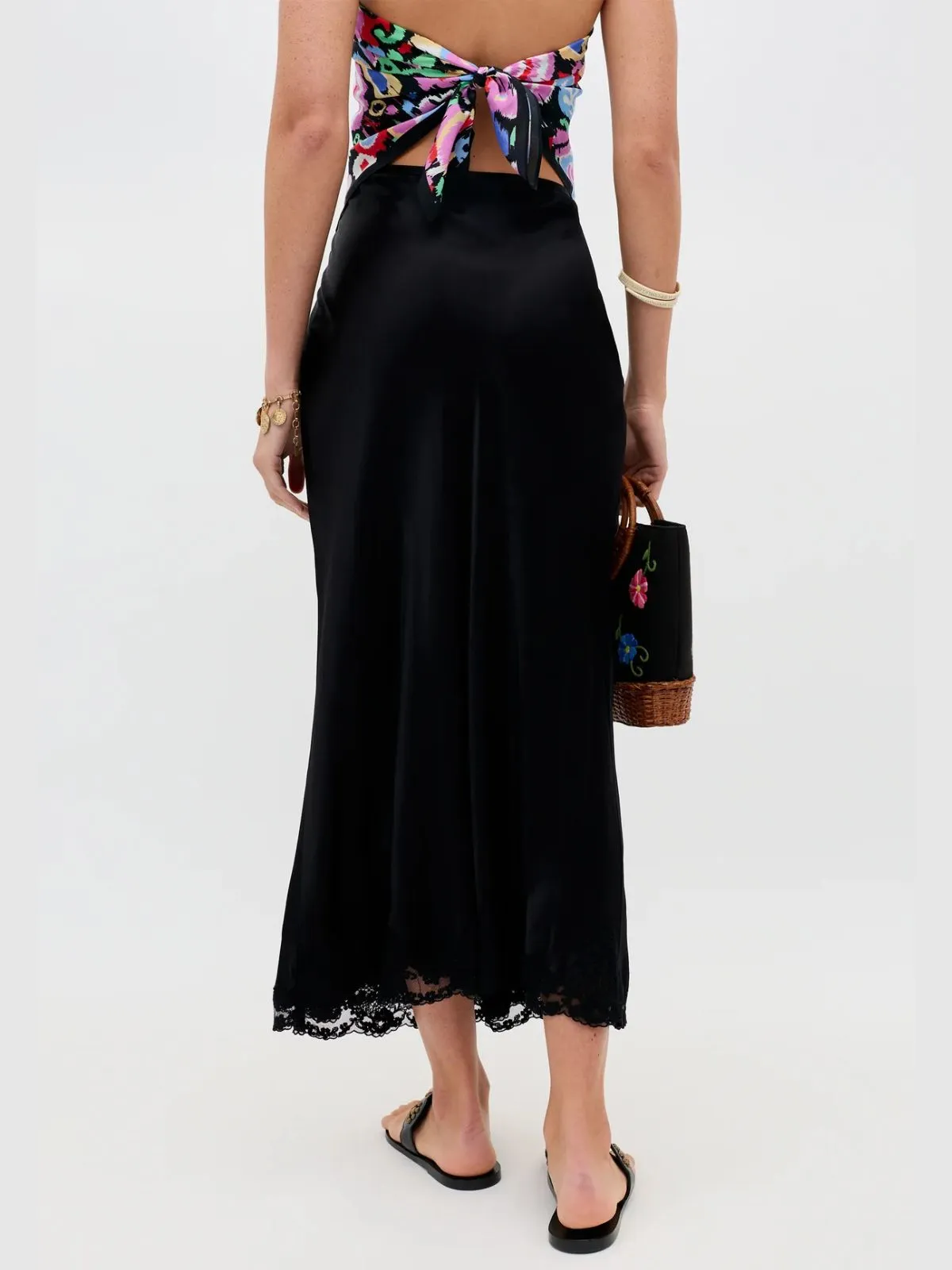 Crystal Satin Midi Skirt - Black sold by iris product image thumbnail 4
