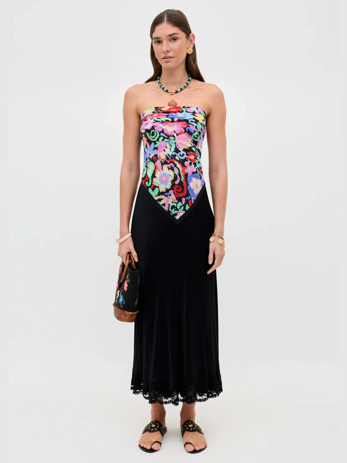 Crystal Satin Midi Skirt - Black sold by iris product image thumbnail 3