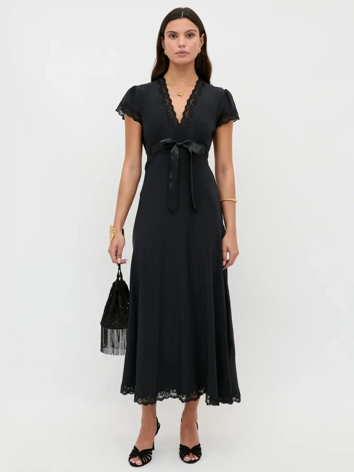 Marlice Silk Lace Dress - Black sold by iris