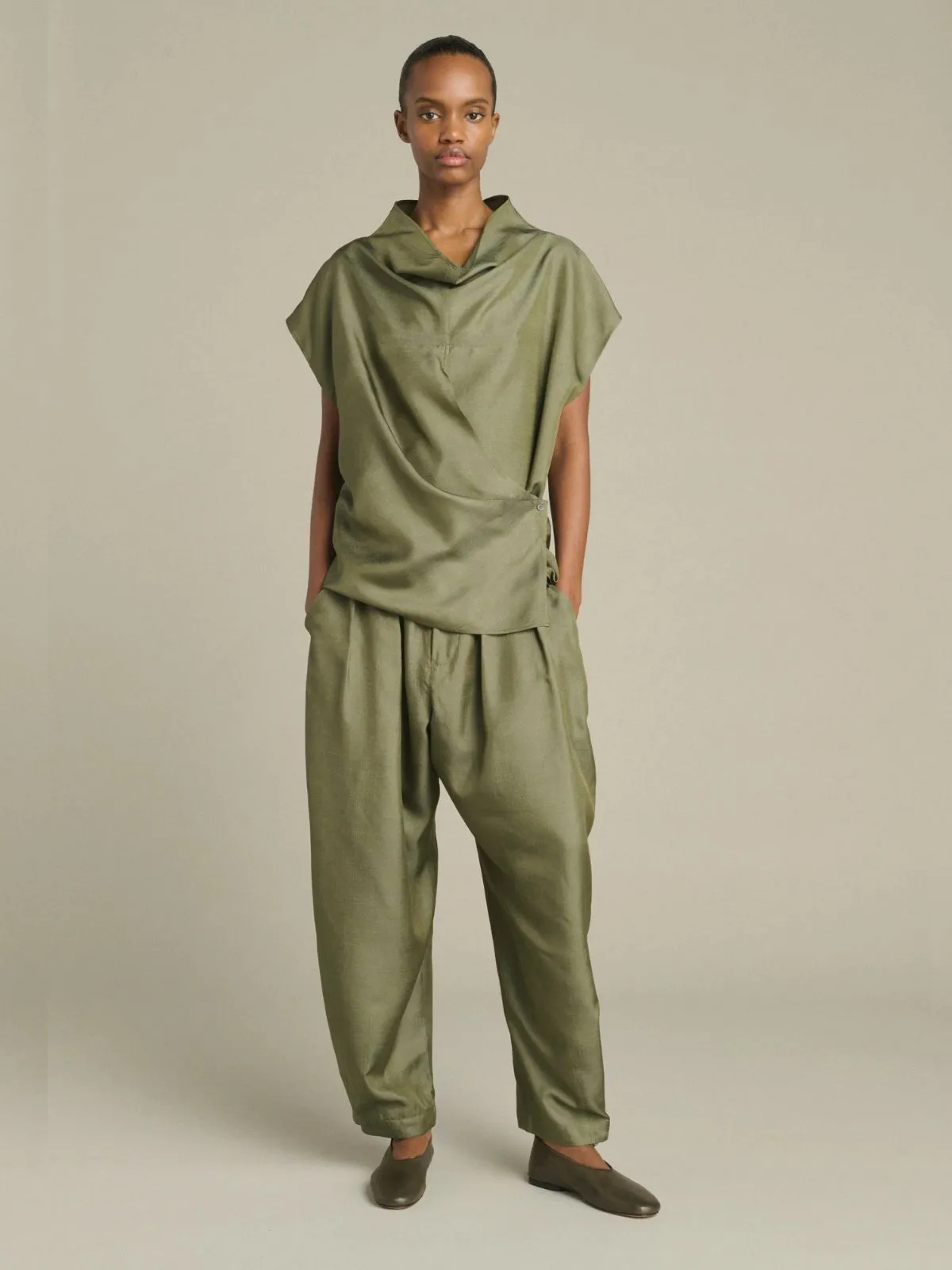Vernon Tapered Leg Trousers - Olive sold by iris product image thumbnail 2