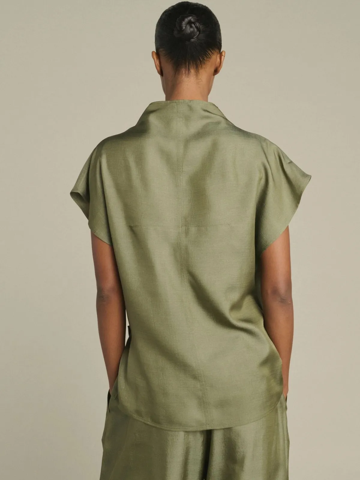 Kora Draped Blouse - Olive sold by iris product image thumbnail 3