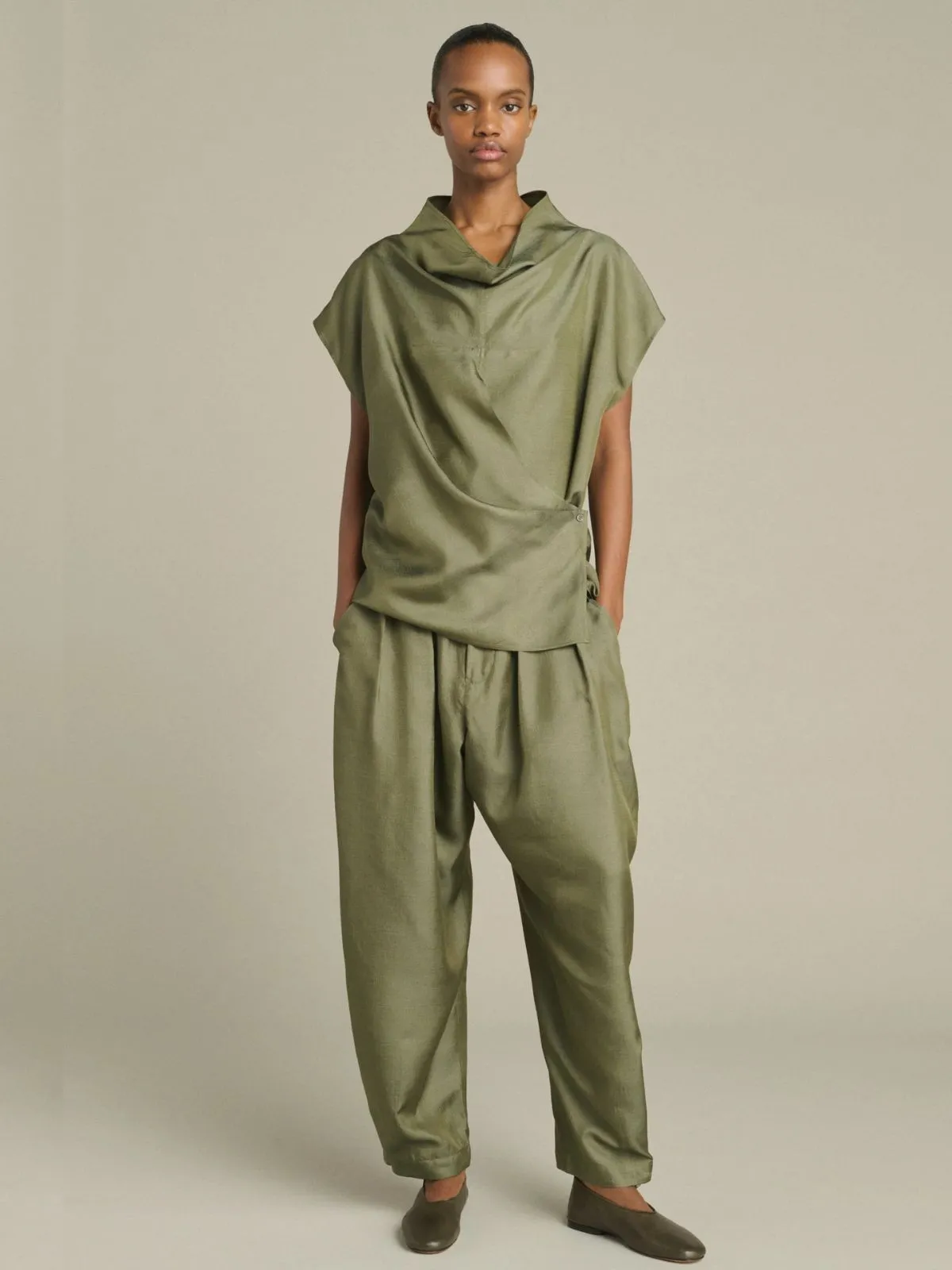 Kora Draped Blouse - Olive sold by iris product image thumbnail 2