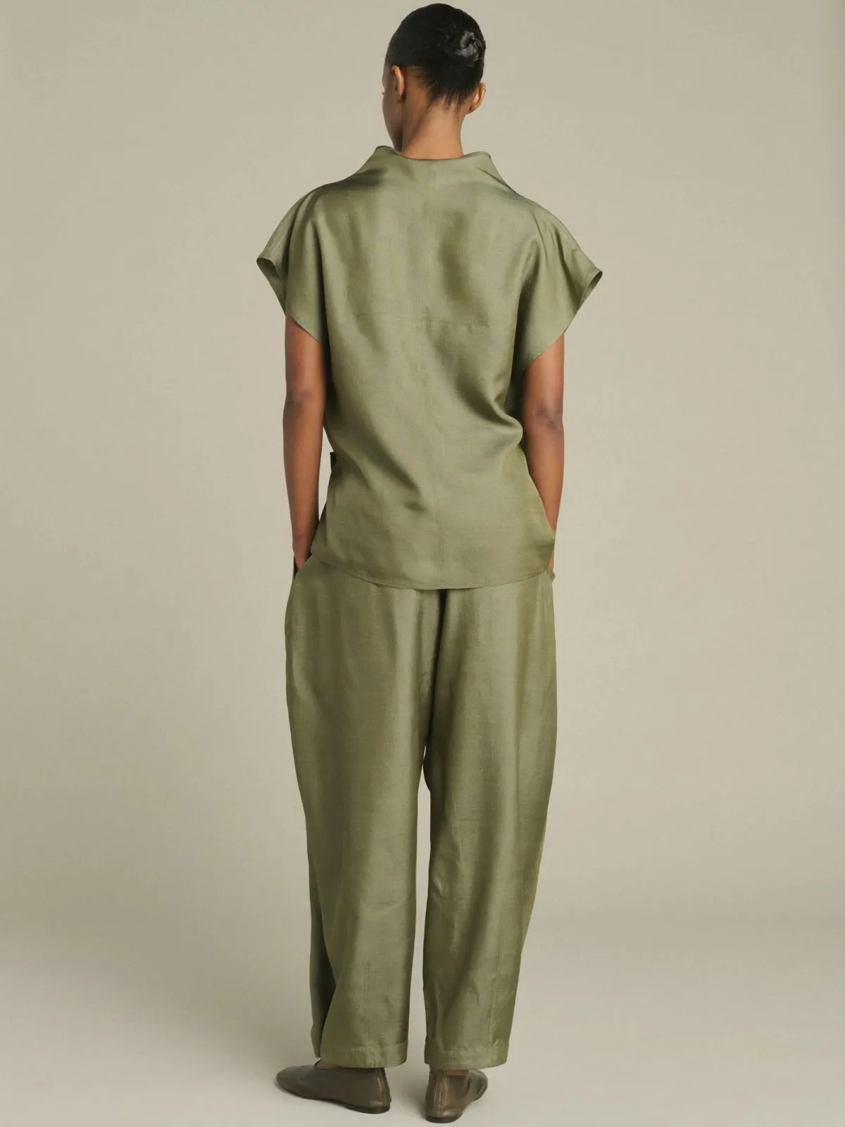 Kora Draped Blouse - Olive sold by iris product image thumbnail 4