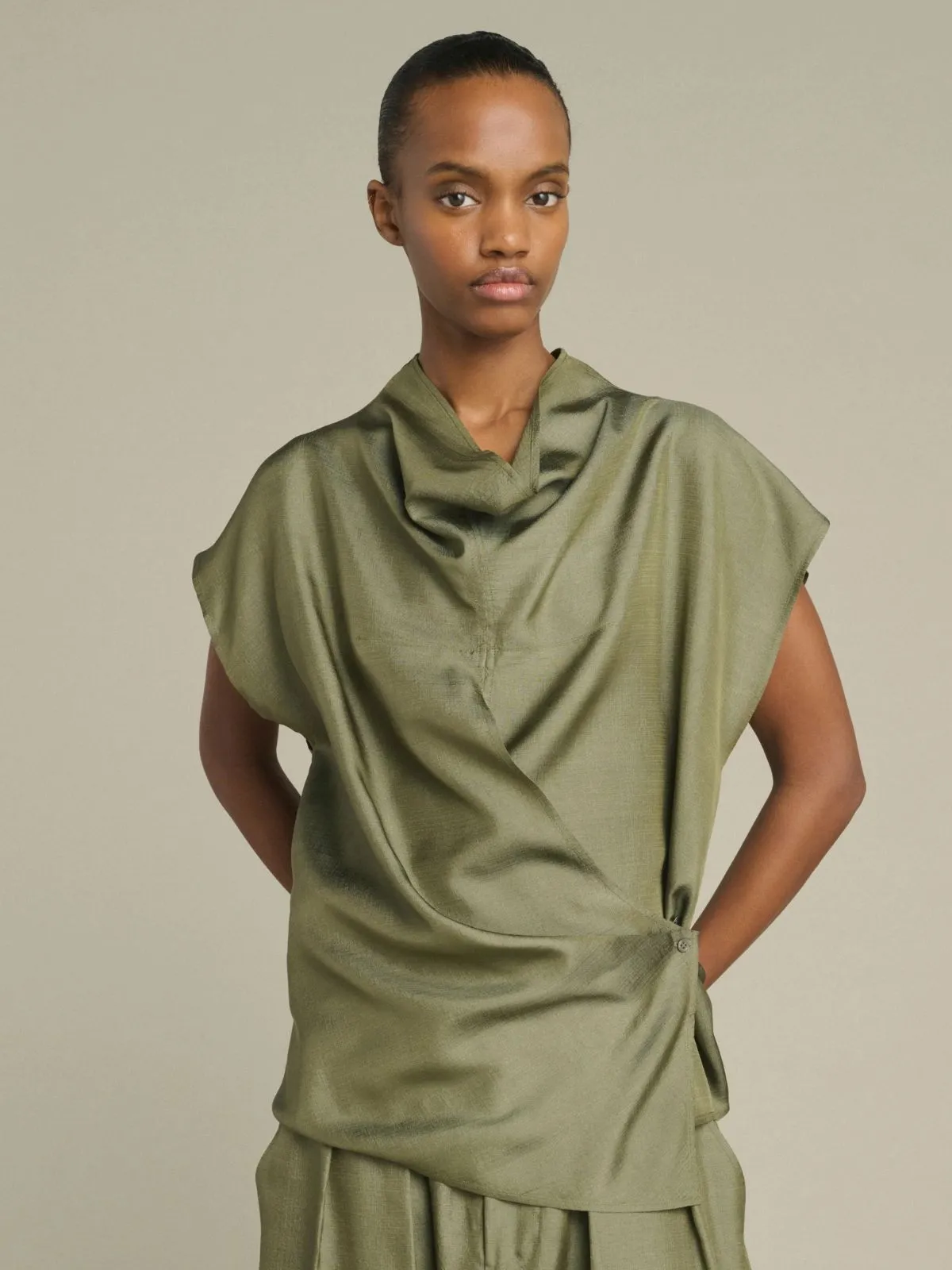 Kora Draped Blouse - Olive sold by iris