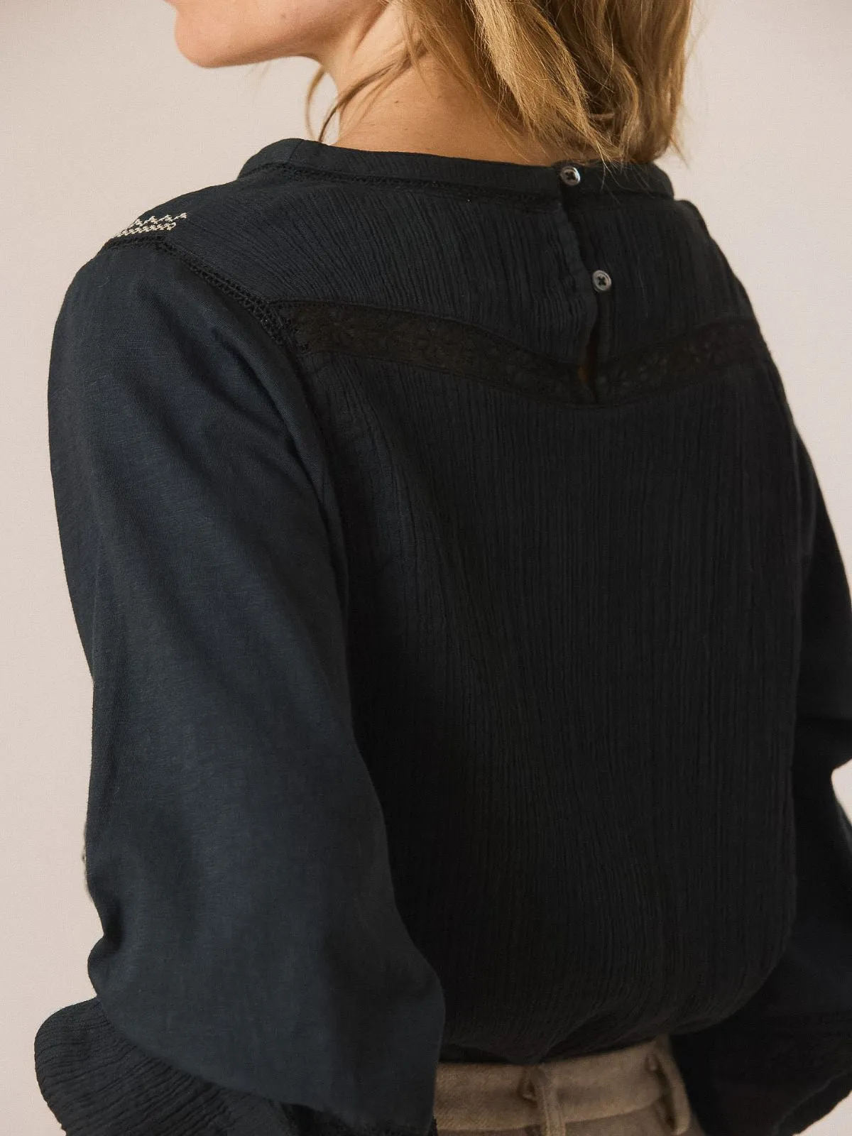 Embroidered Blouse - Charcoal sold by iris product image thumbnail 4