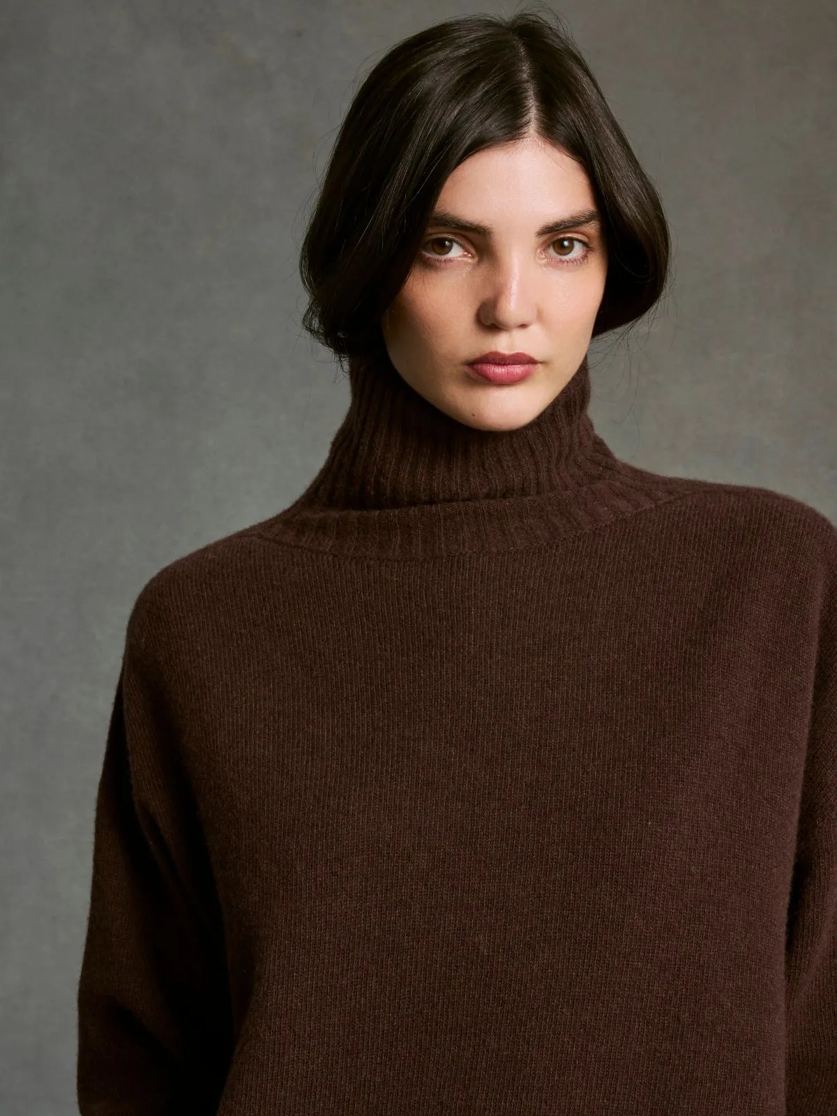 Sela Roll Neck Jumper - Chocolate sold by iris product image thumbnail 2