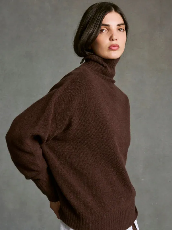 Sela Roll Neck Jumper - Chocolate made by iris