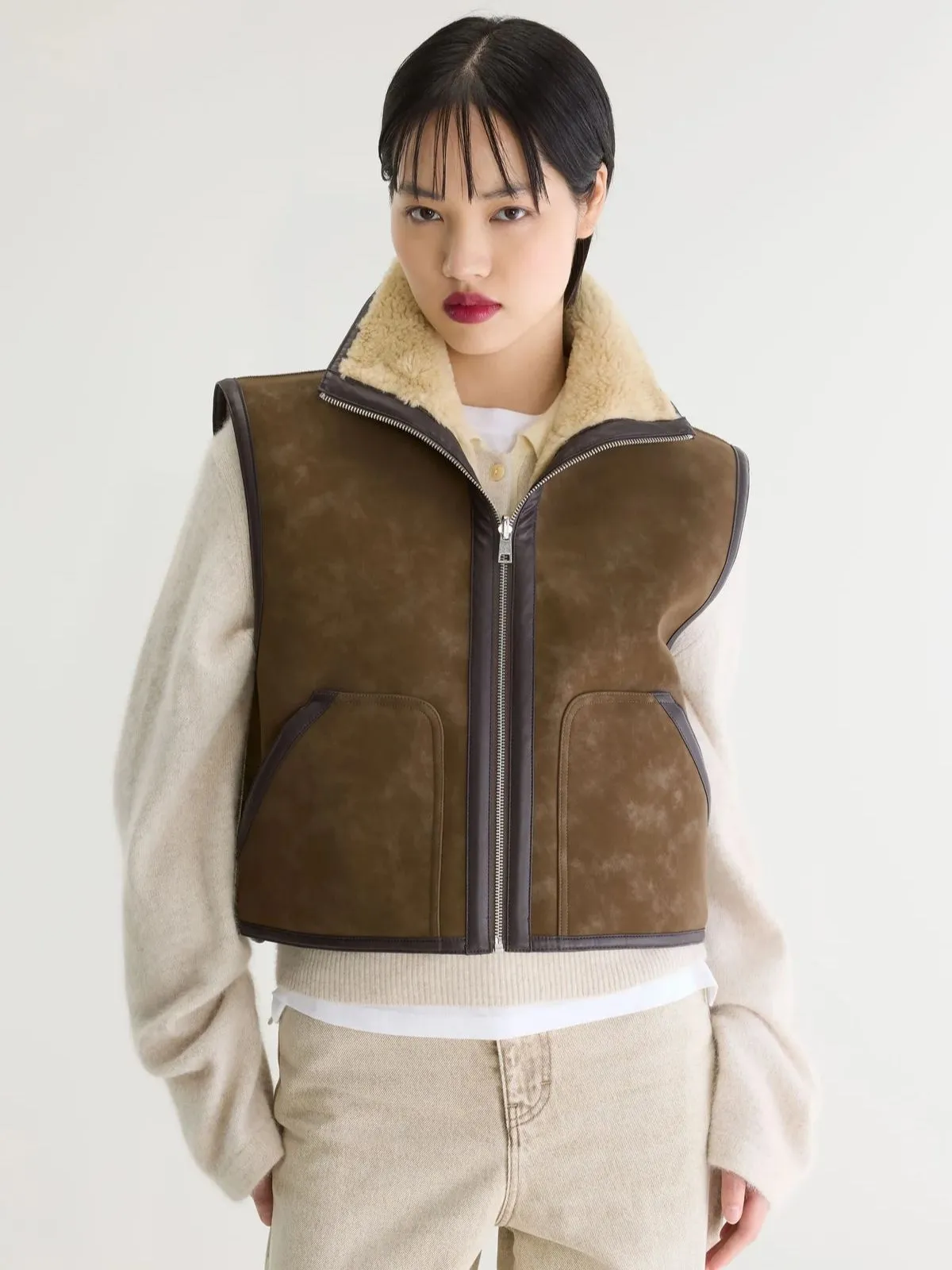 Jonson Reversible Jacket - Cream & Brown sold by iris