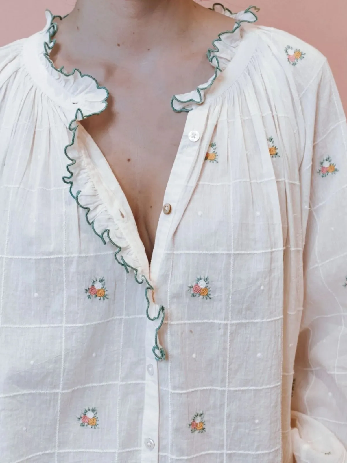 Elyana floral Blouse - Ecru sold by iris product image thumbnail 4