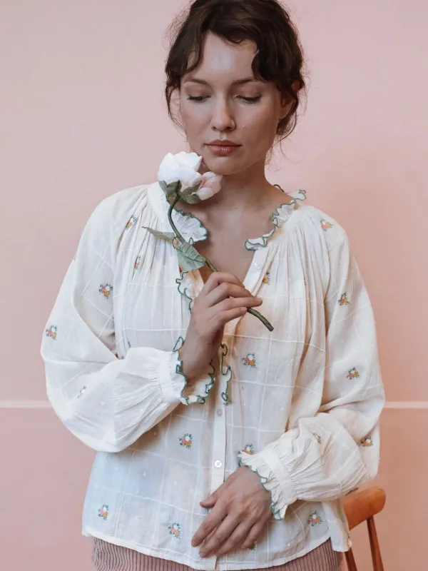 Elyana floral Blouse - Ecru made by iris