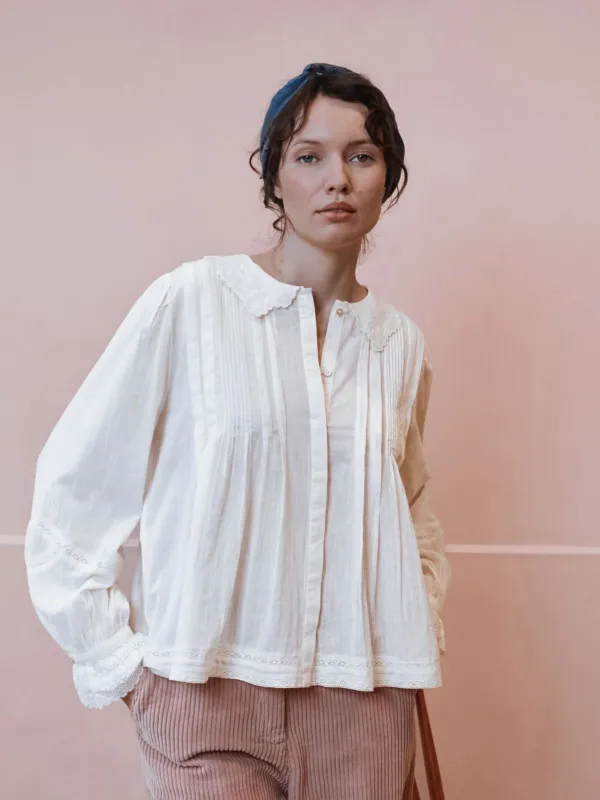 Elisabeth Embroidered Blouse - Ecru made by iris