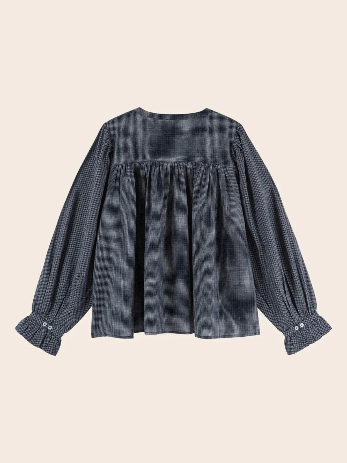 Edounia Check Blouse - Navy sold by iris product image thumbnail 4