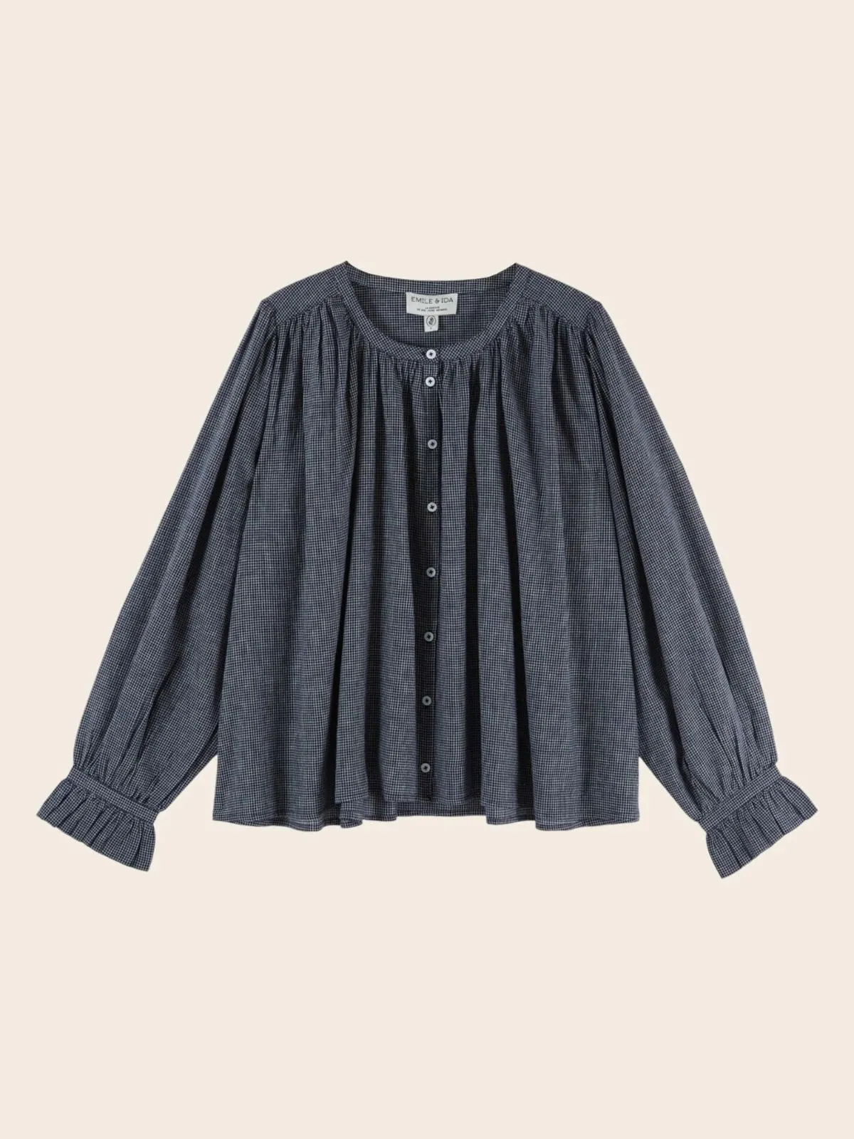 Edounia Check Blouse - Navy sold by iris product image thumbnail 2