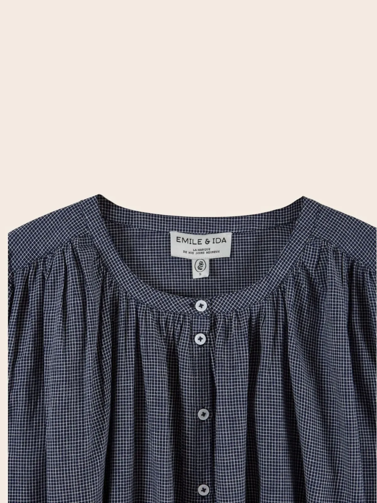 Edounia Check Blouse - Navy sold by iris product image thumbnail 5