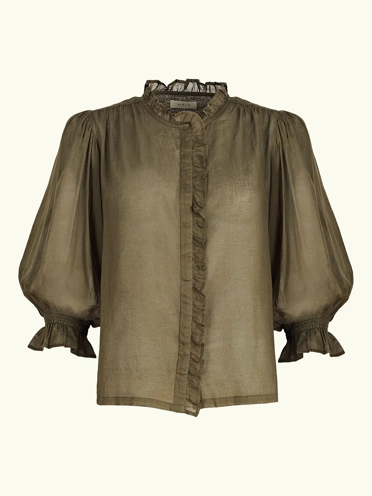 Frankie Voile Ruffle Blouse - Khaki sold by iris