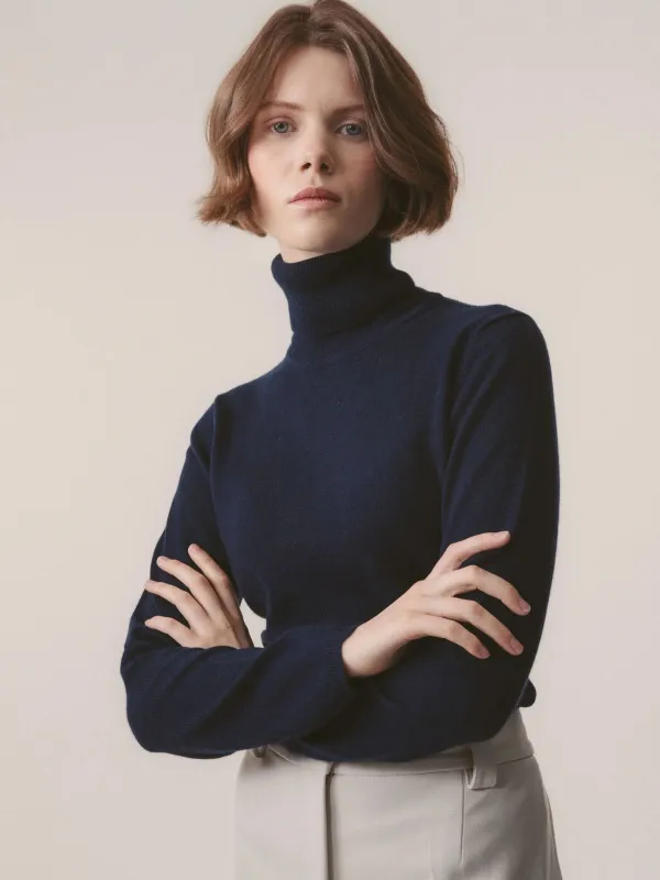 Cashmere Polo Neck Jumper - Cosmos made by iris