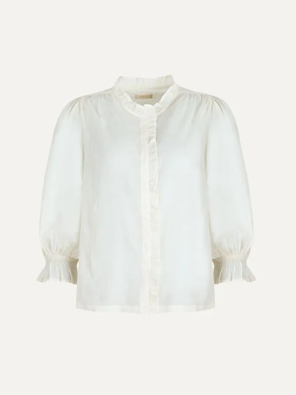 Frankie Voile Ruffle Blouse - Ecru made by iris