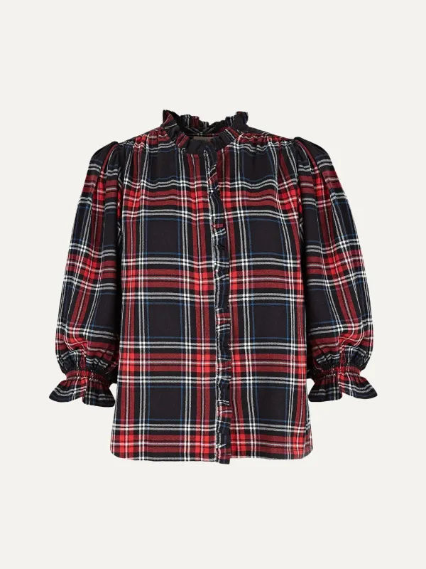 Frankie Tartan Blouse - Black & Red made by iris