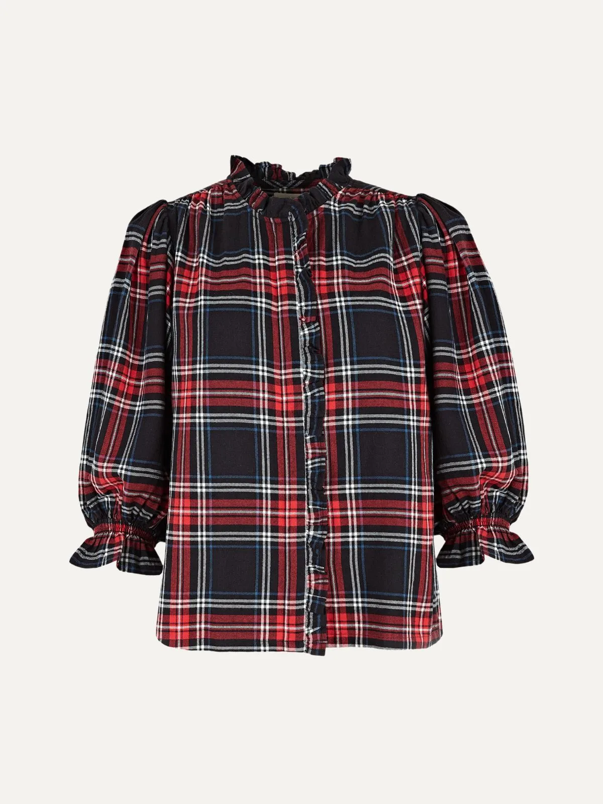 Frankie Tartan Blouse - Black & Red sold by iris