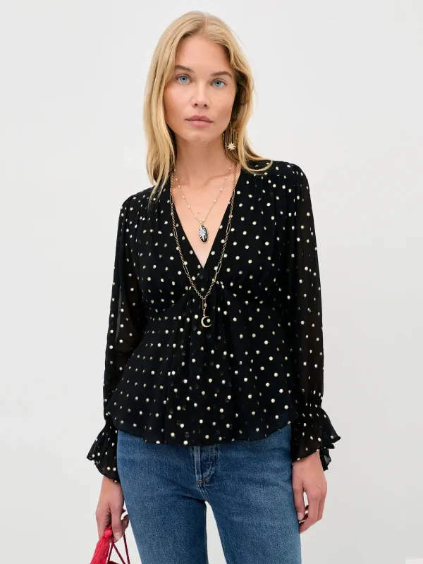 Ethel Gold Spot Top - Black made by RIXO