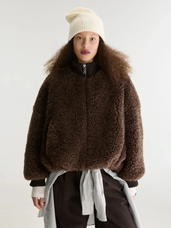 Jalli Faux Fur Jacket - Brown made by Bellerose