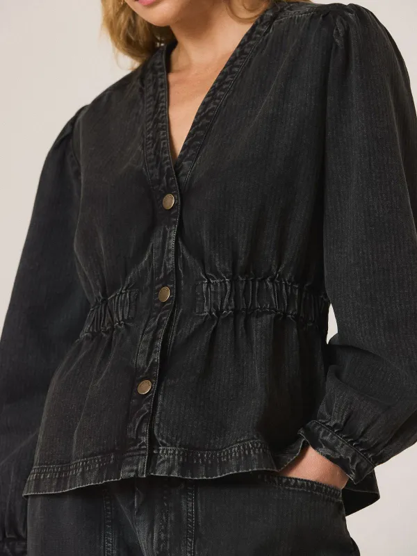 Herringbone Shirt - Black made by Indi & Cold