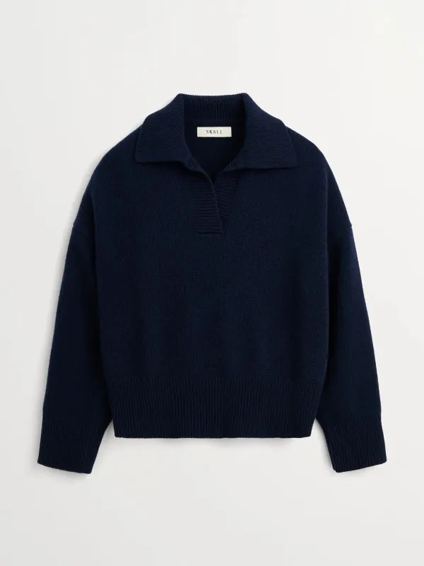 Dean V- Neck jumper - Navy made by Skall Studio